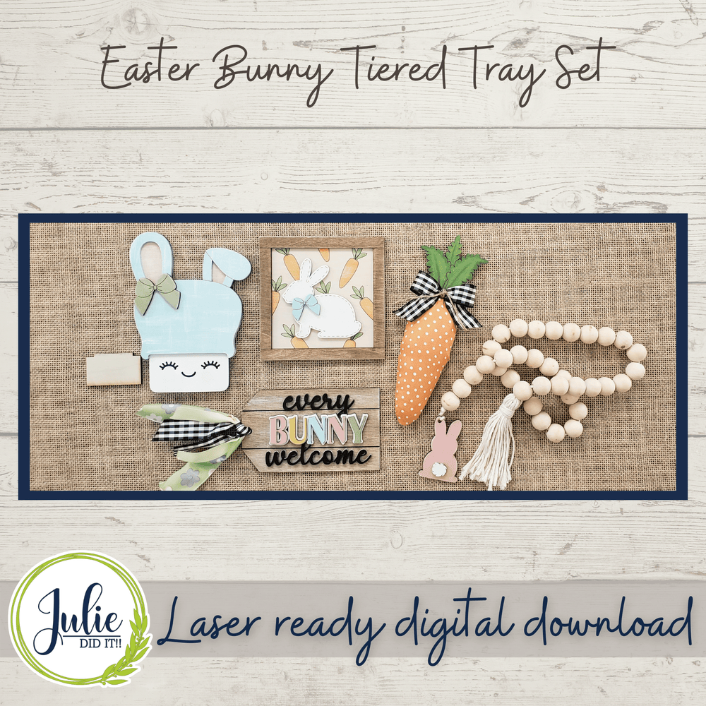 Julie Did It Studios Easter Bunny Tiered Tray Set - February 2022 Design Subscription Membership