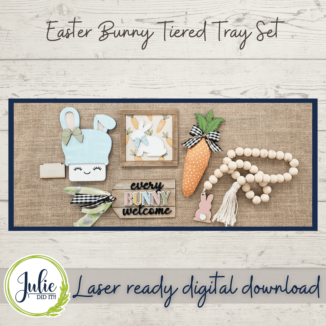 Julie Did It Studios Easter Bunny Tiered Tray Set - February 2022 Design Subscription Membership