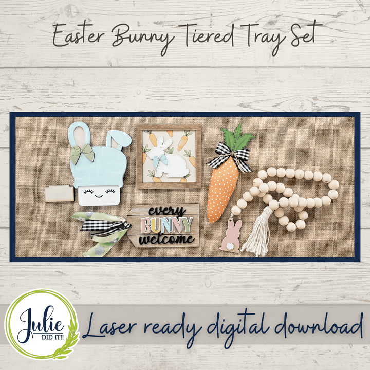 Julie Did It Studios Easter Bunny Tiered Tray Set - February 2022 Design Subscription Membership