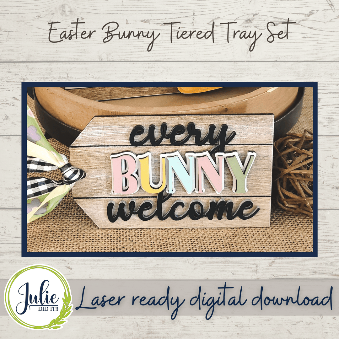 Julie Did It Studios Easter Bunny Tiered Tray Set - February 2022 Design Subscription Membership