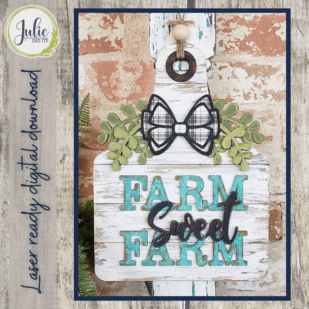 Julie Did It Studios Farm Sweet Farm Ear Tag - April 2022 Design Subscription