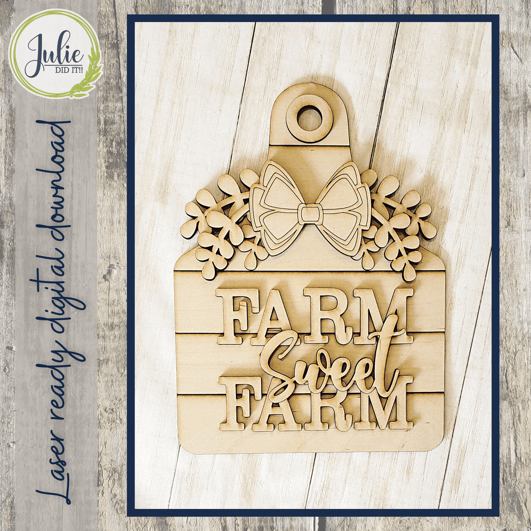 Julie Did It Studios Farm Sweet Farm Ear Tag - April 2022 Design Subscription