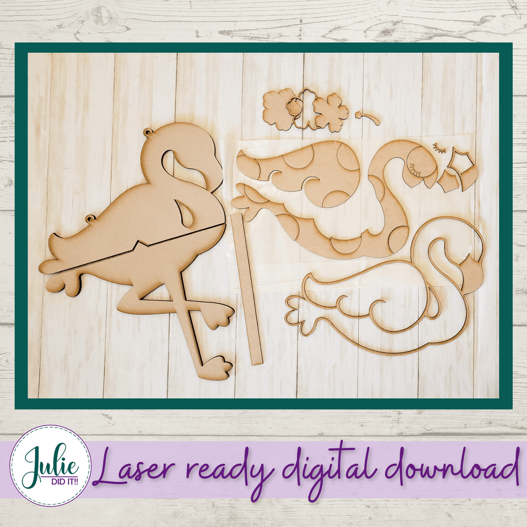 Julie Did It Studios Flamingo Door Hanger - June 2021 SVG Subscription