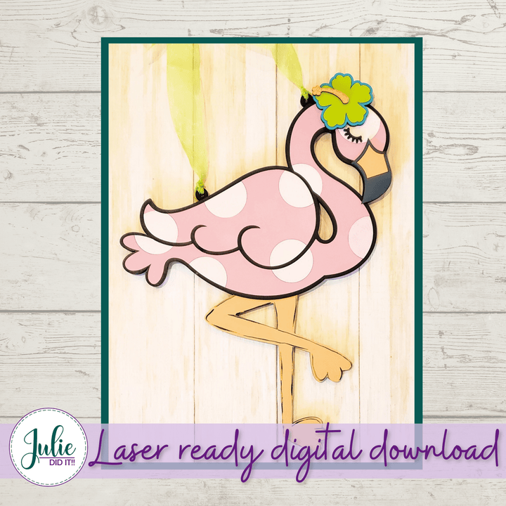 Julie Did It Studios Flamingo Door Hanger - June 2021 SVG Subscription