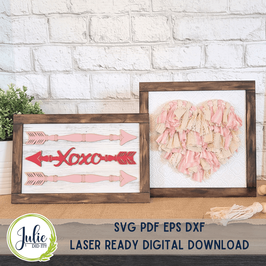 Julie Did It Studios Framed Spindle Arrows and Heart Duo - December 2022 Design Studio