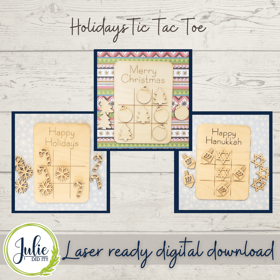 Julie Did It Studios Free SVG Holiday Tic Tac Toe - FREE FILE