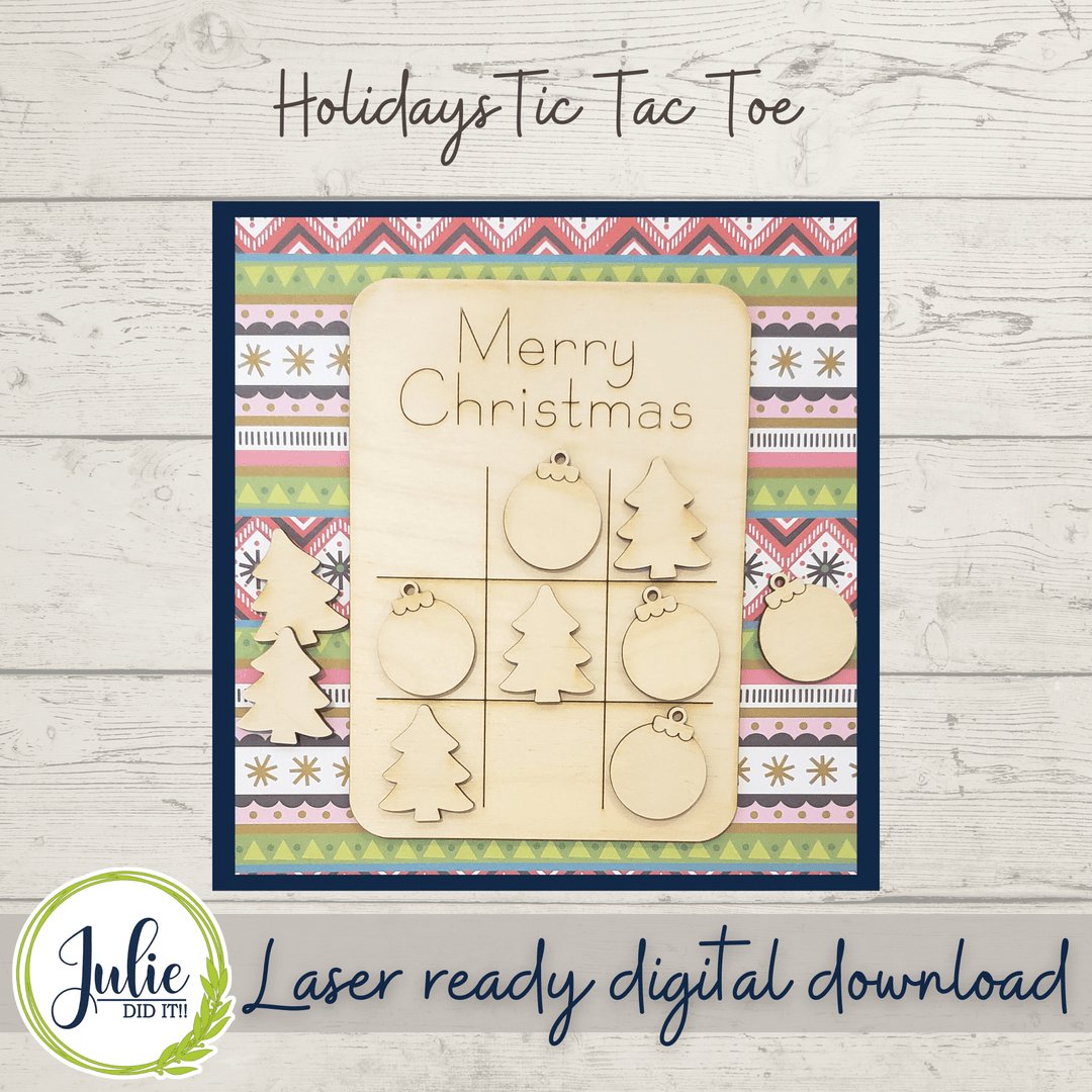 Julie Did It Studios Free SVG Holiday Tic Tac Toe - FREE FILE