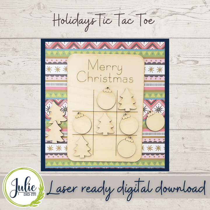 Julie Did It Studios Free SVG Holiday Tic Tac Toe - FREE FILE