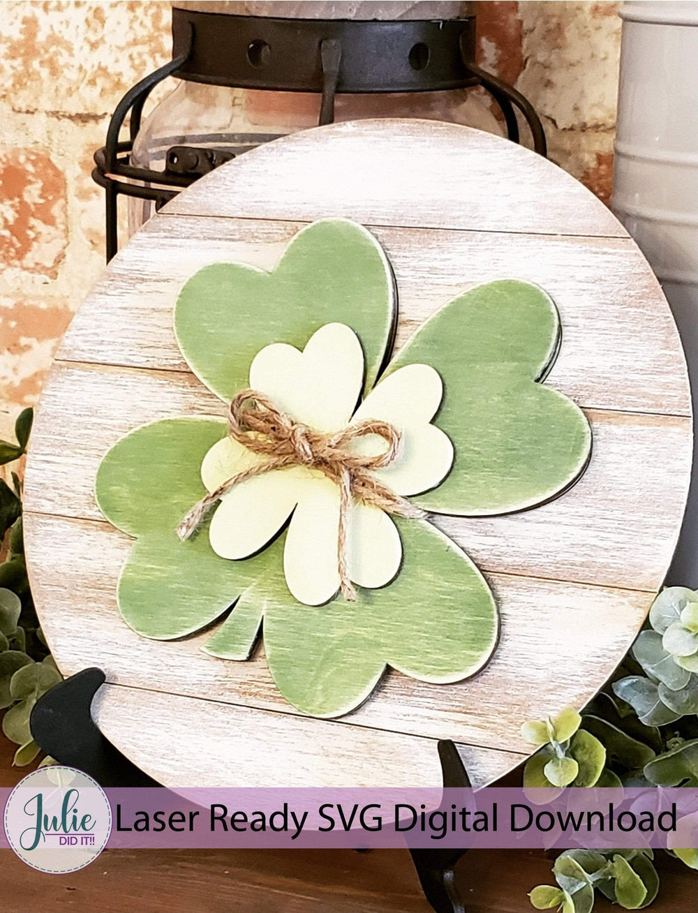 Julie Did It Studios Free SVG Shamrock Table Sitter - FREE FILE