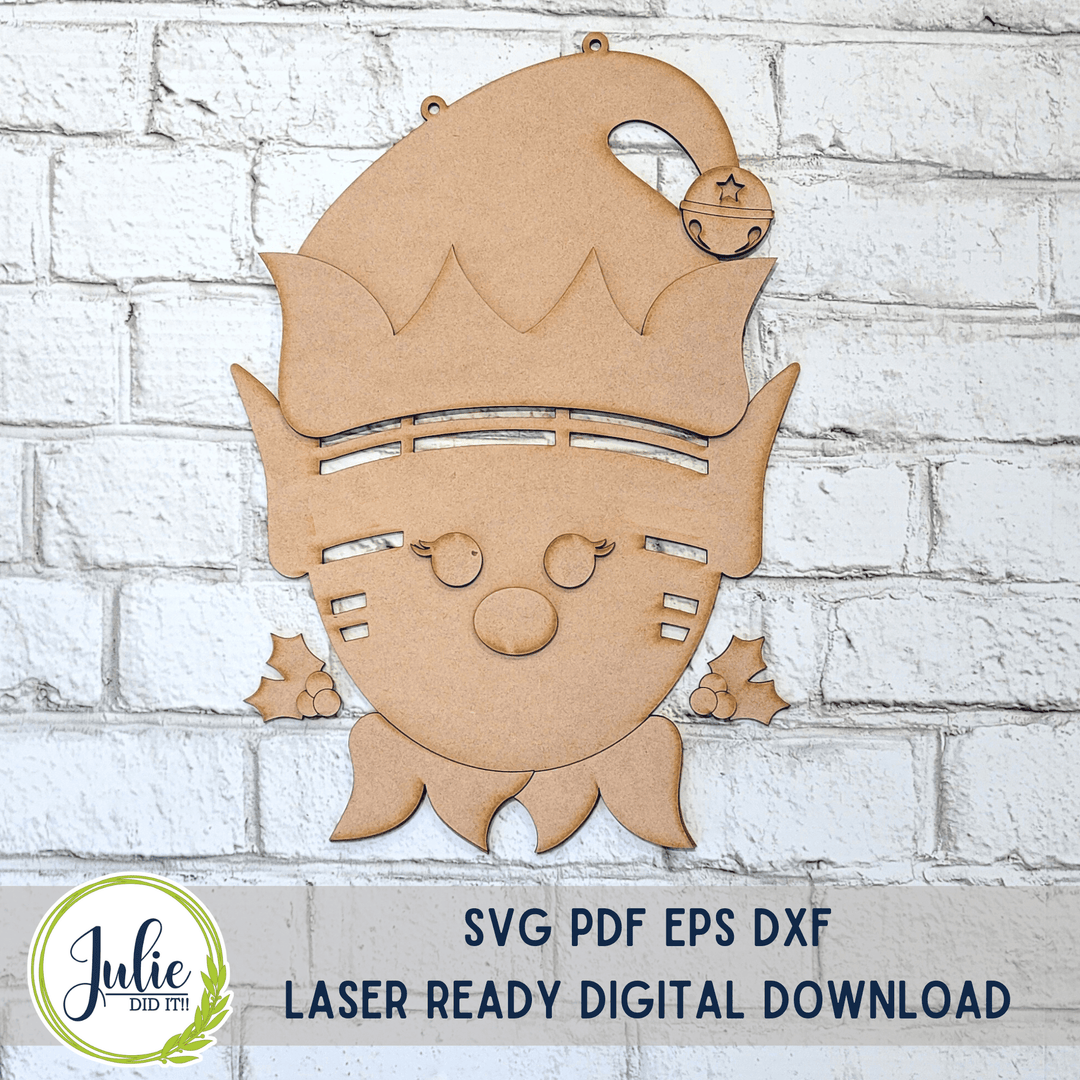 Julie Did It Studios Girl Elf Rag Tie Door Hanger