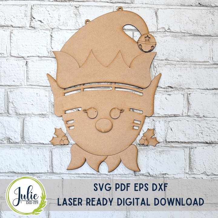 Julie Did It Studios Girl Elf Rag Tie Door Hanger