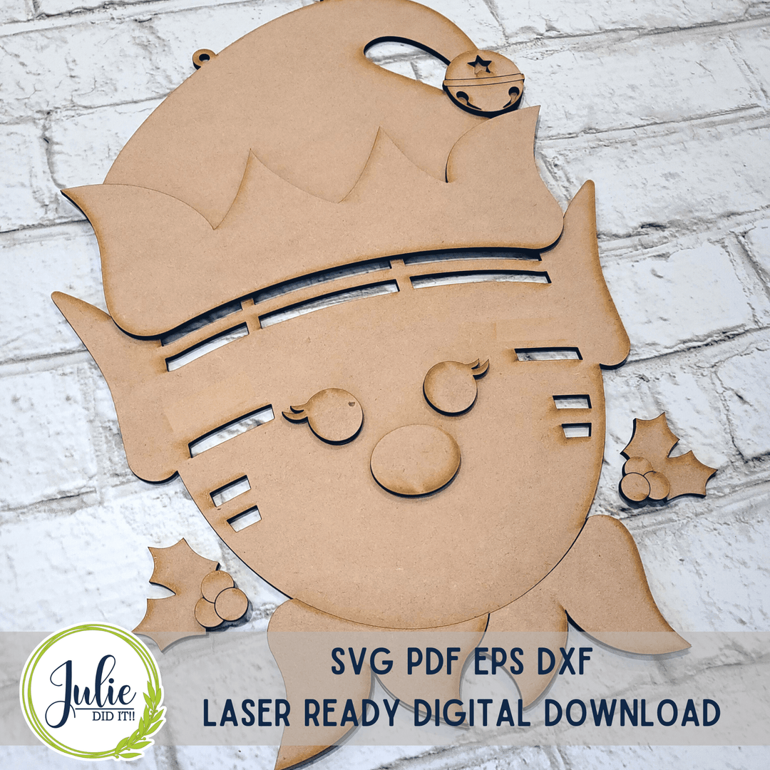 Julie Did It Studios Girl Elf Rag Tie Door Hanger