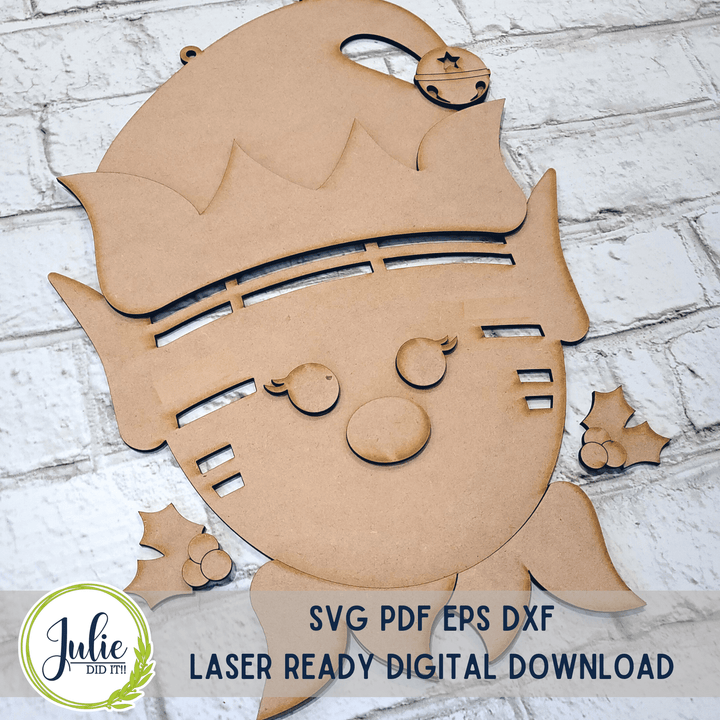 Julie Did It Studios Girl Elf Rag Tie Door Hanger