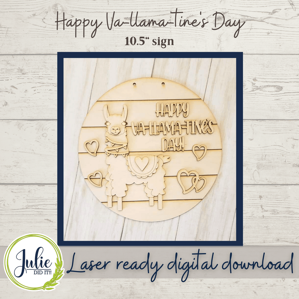 Julie Did It Studios Happy Va-Llama-tine's Day Table Sign