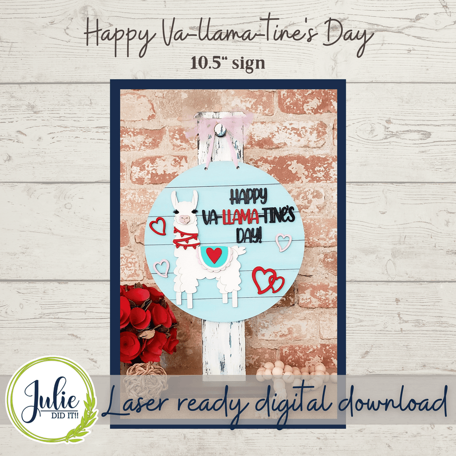 Julie Did It Studios Happy Va-Llama-tine's Day Table Sign
