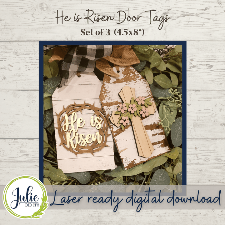 Julie Did It Studios He Is Risen Door Tags