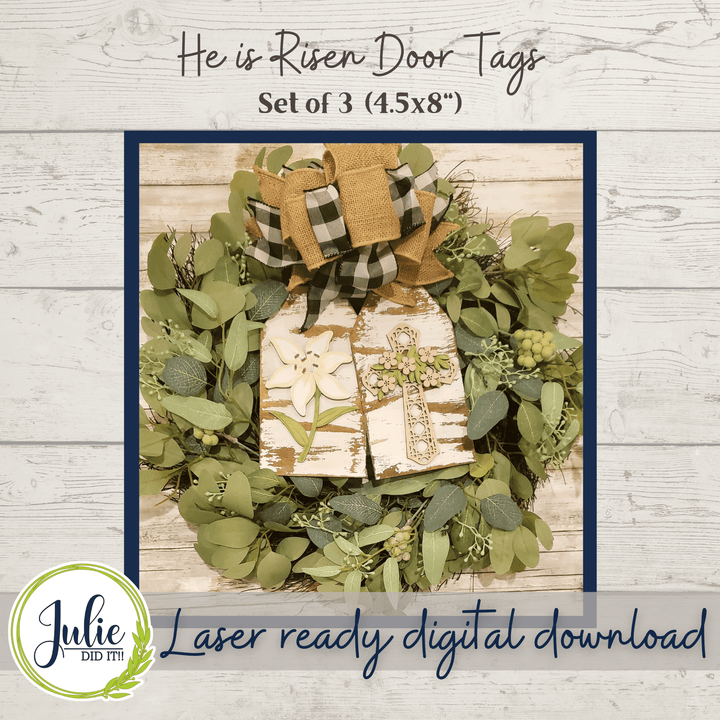 Julie Did It Studios He Is Risen Door Tags