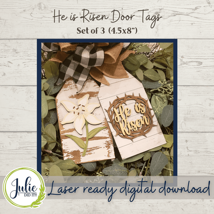 Julie Did It Studios He Is Risen Door Tags