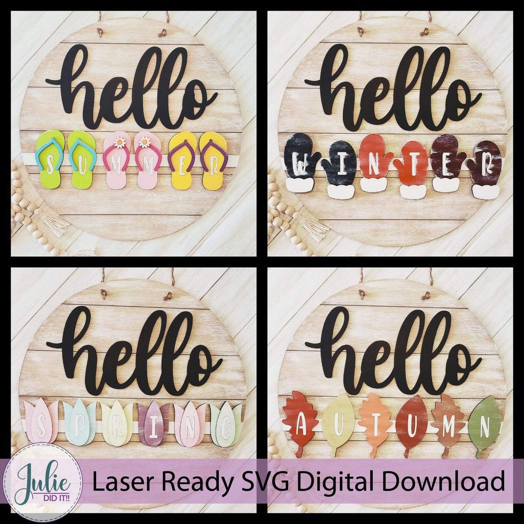 Julie Did It Studios Hello Sign with Interchangeable Seasons