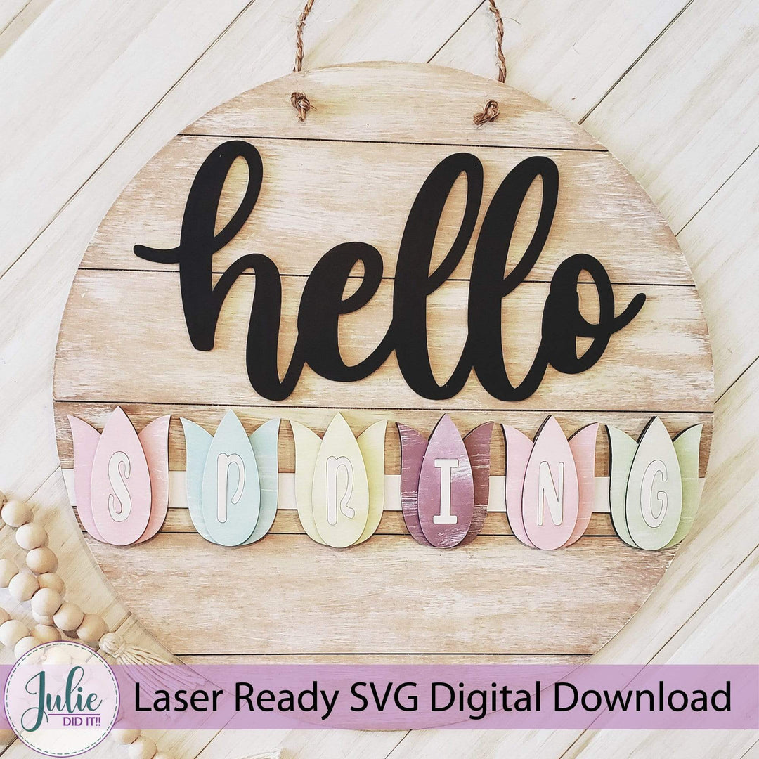 Julie Did It Studios Hello Sign with Interchangeable Seasons