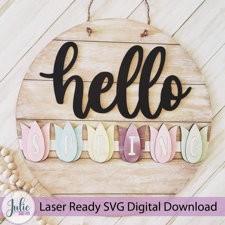 Julie Did It Studios Hello Sign with Interchangeable Seasons