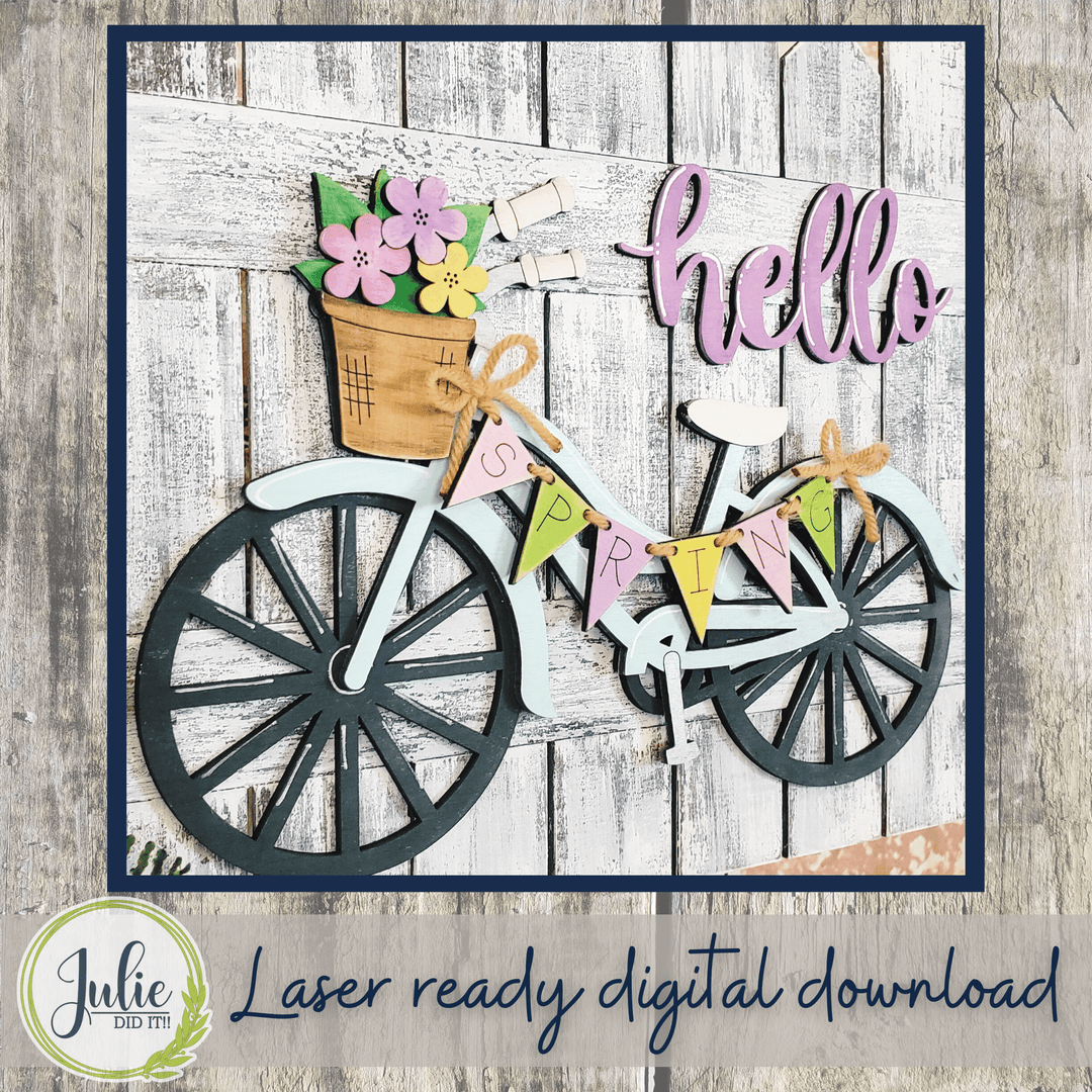 Julie Did It Studios Hello Spring Bicycle - March 2022 Design Subscription