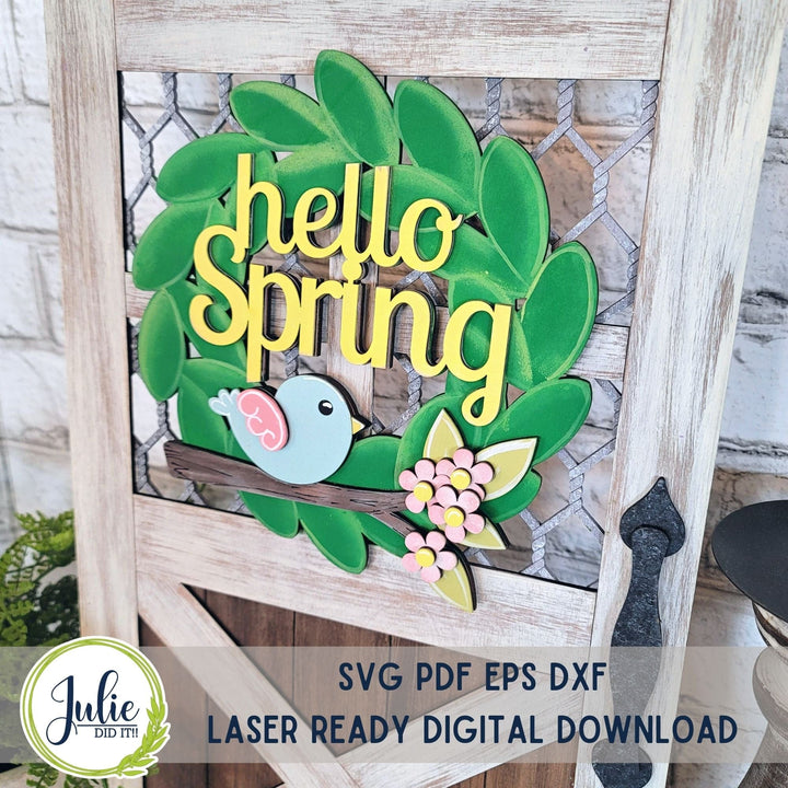 Julie Did It Studios Hello Spring Wreath