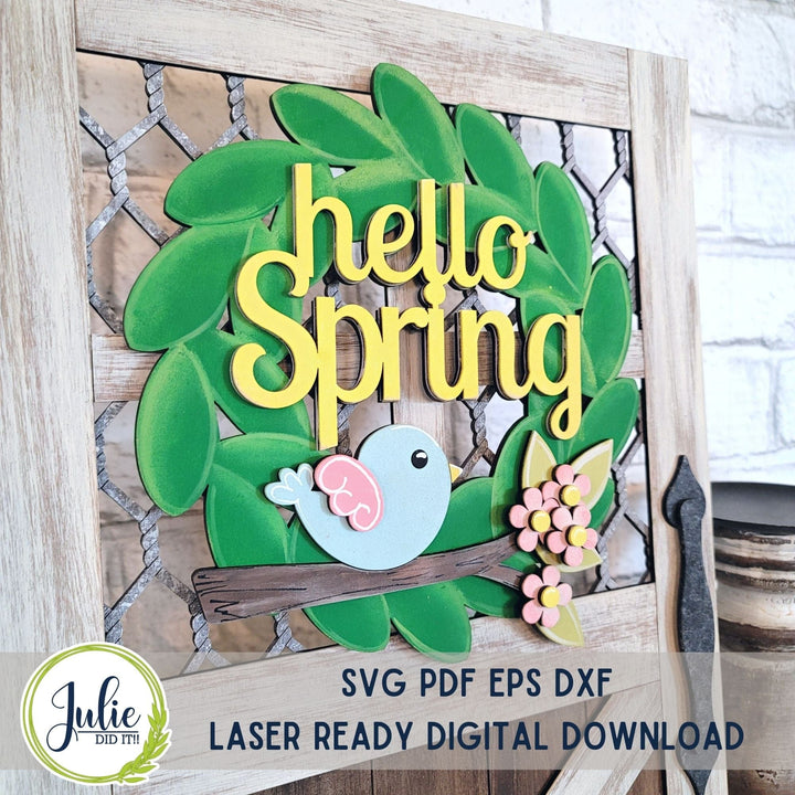 Julie Did It Studios Hello Spring Wreath
