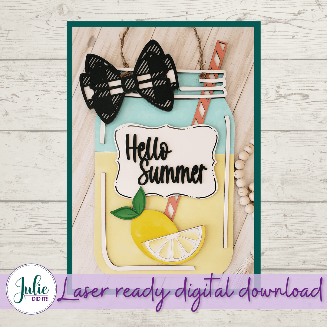 Julie Did It Studios Hello Summer Lemonade Mason Jar