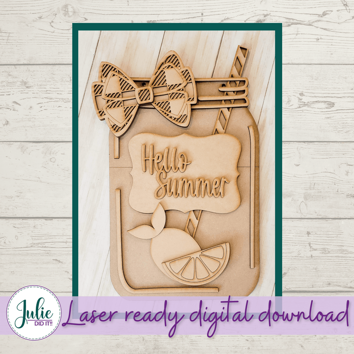 Julie Did It Studios Hello Summer Lemonade Mason Jar
