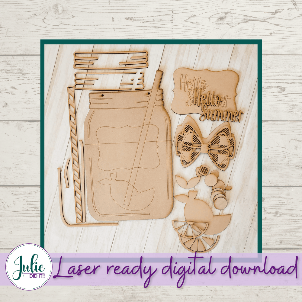 Julie Did It Studios Hello Summer Lemonade Mason Jar