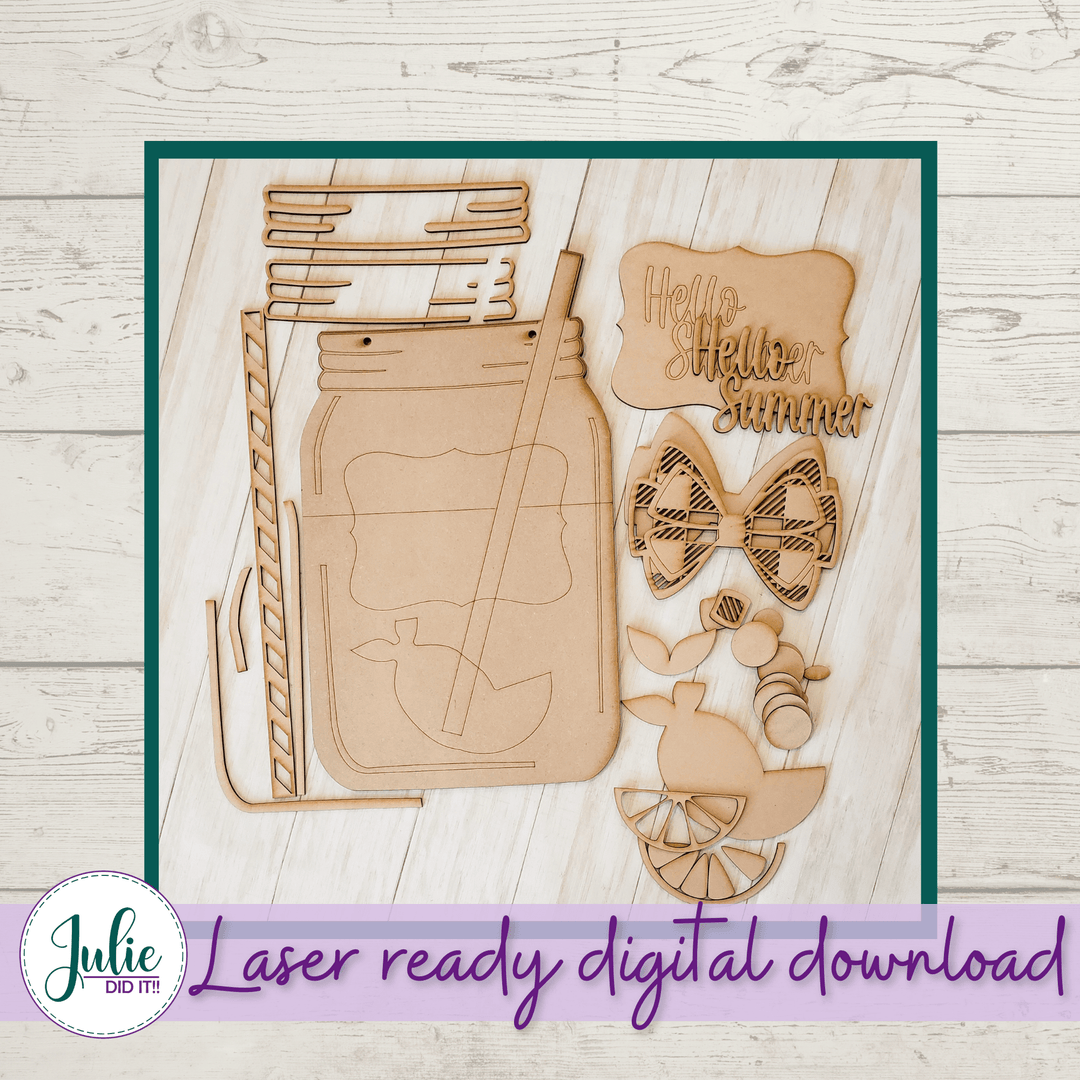 Julie Did It Studios Hello Summer Lemonade Mason Jar