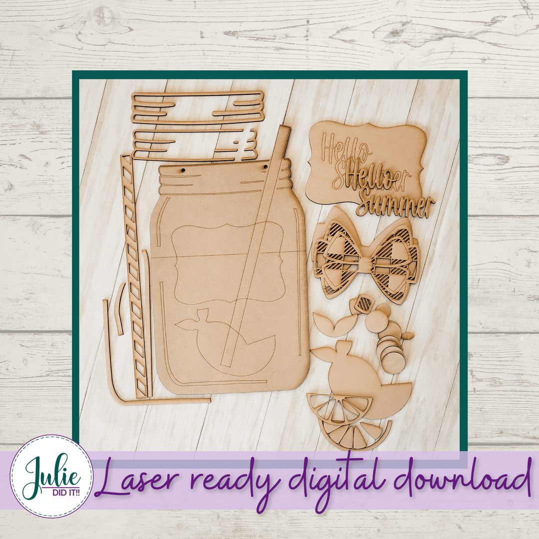 Julie Did It Studios Hello Summer Lemonade Mason Jar - May 2021 SVG Subscription