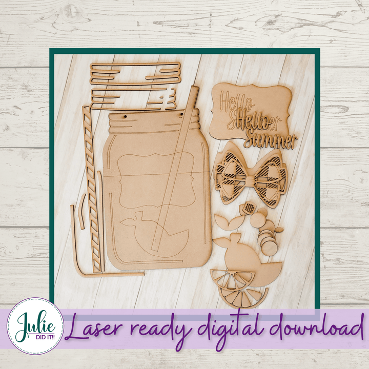 Julie Did It Studios Hello Summer Lemonade Mason Jar - May 2021 SVG Subscription