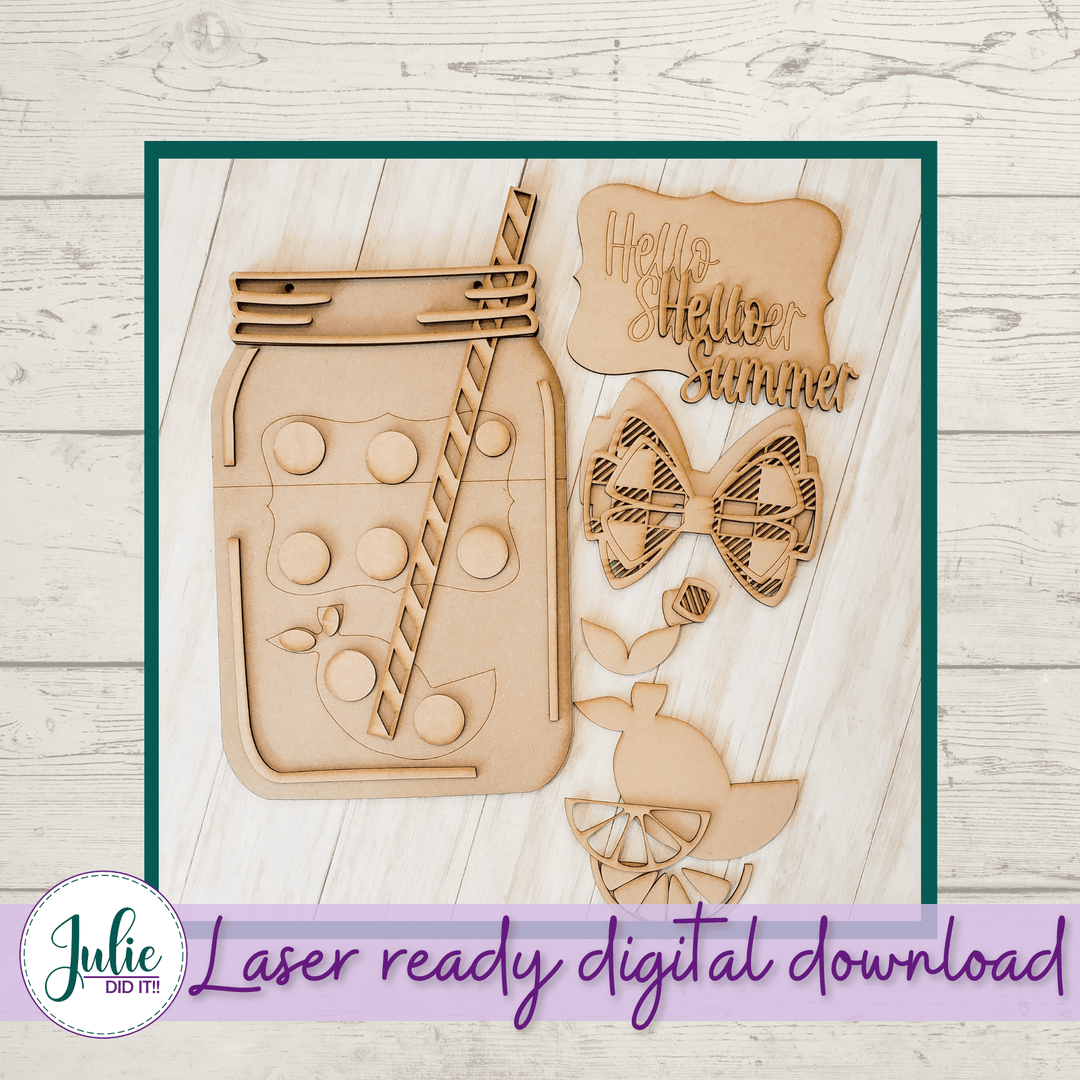 Julie Did It Studios Hello Summer Lemonade Mason Jar - May 2021 SVG Subscription