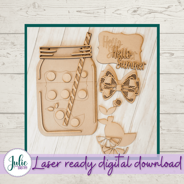 Julie Did It Studios Hello Summer Lemonade Mason Jar - May 2021 SVG Subscription