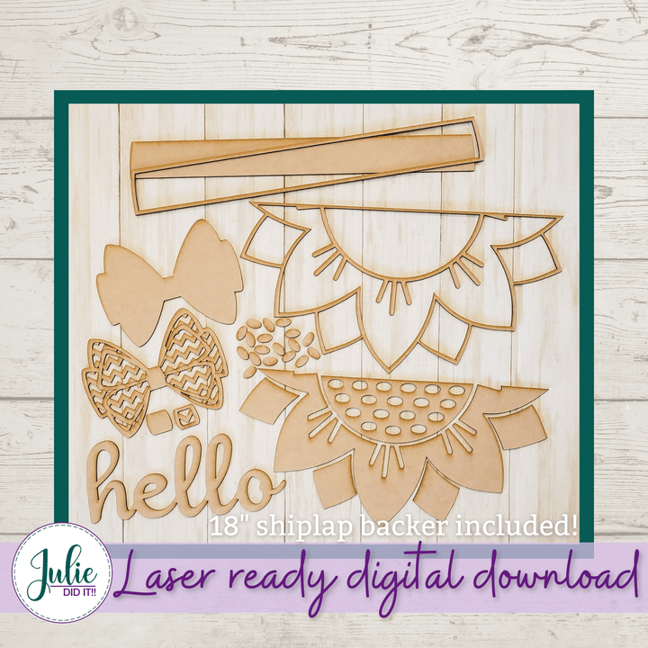 Julie Did It Studios Hello Sunflower Sign - July 2021 SVG Subscription