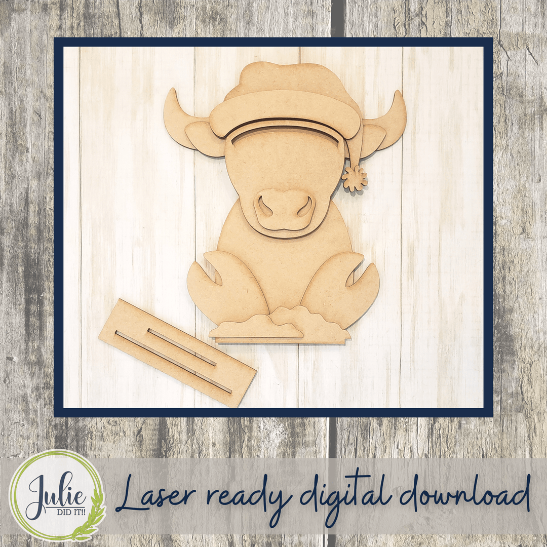 Julie Did It Studios Highland Cow Santa Shelf Sitter