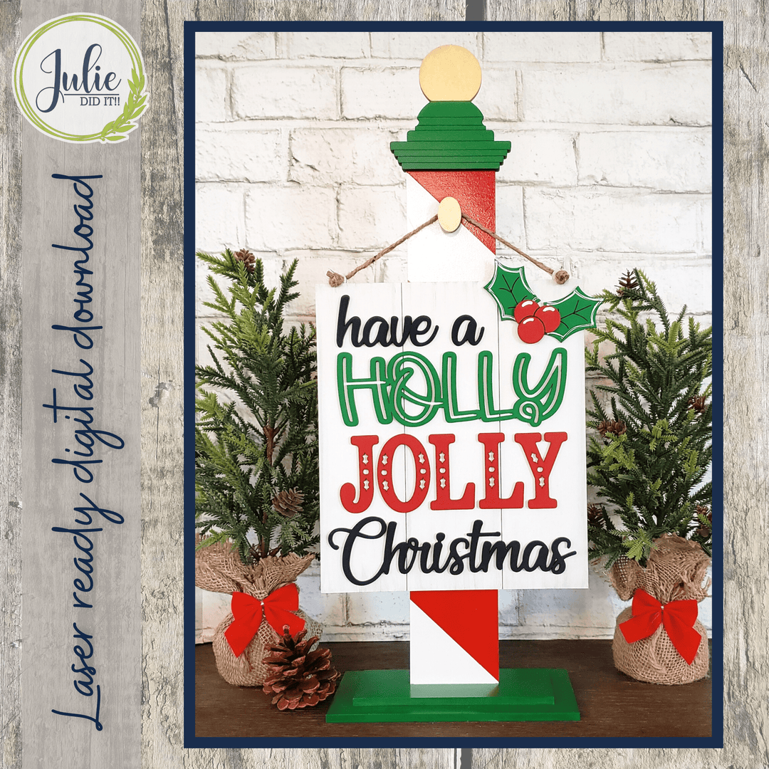 Julie Did It Studios Holly Jolly Christmas Sign - June 2022 Design Subscription