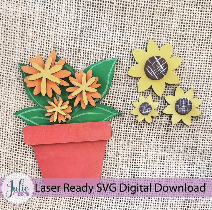 Julie Did It Studios Interchangeable Gnome Potted Flowers Interchangeable Gnome Add-On Accessory