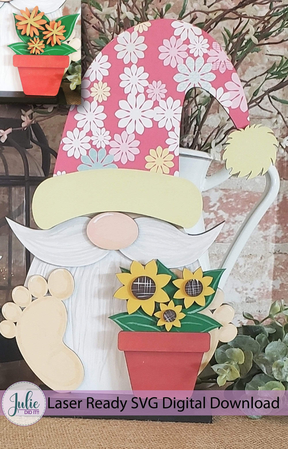 Julie Did It Studios Interchangeable Gnome Potted Flowers Interchangeable Gnome Add-On Accessory