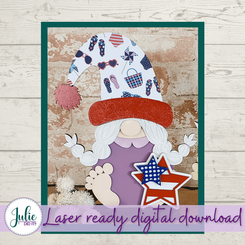 Julie Did It Studios Interchangeable Gnome Stars and Stripes Interchangeable Gnome Add-On Accessory