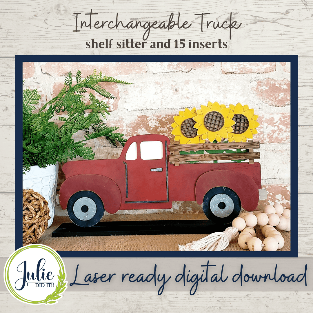 Julie Did It Studios Interchangeable Rustic Truck Shelf Sitter - January 2022 SVG Subscription