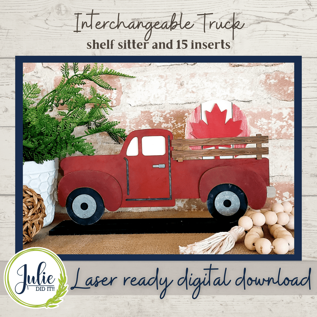 Julie Did It Studios Interchangeable Rustic Truck Shelf Sitter - January 2022 SVG Subscription