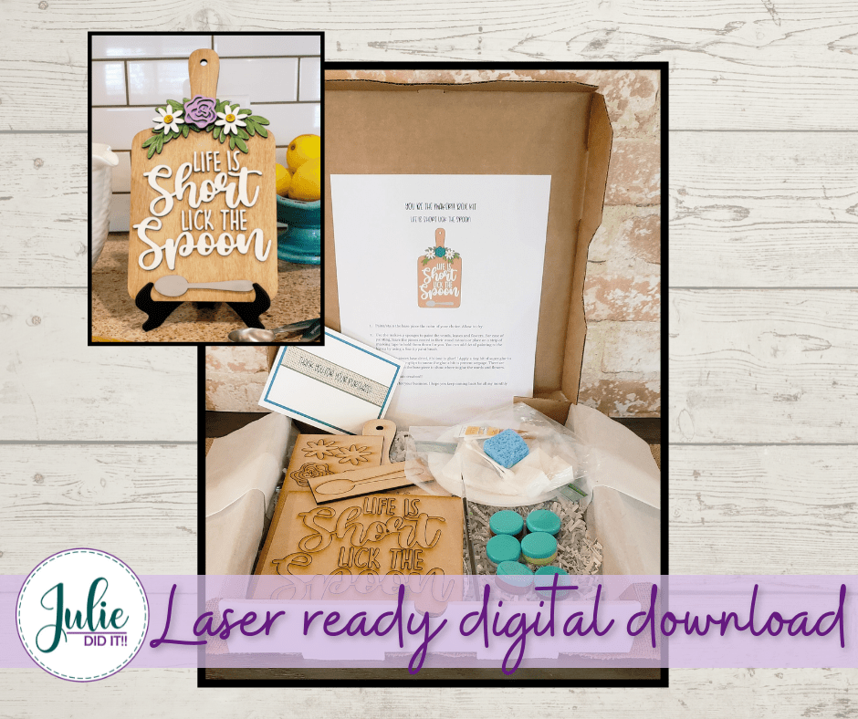 Julie Did It Studios July 2021 - "Lick the Spoon" Cutting Board Exclusive DIY Kit