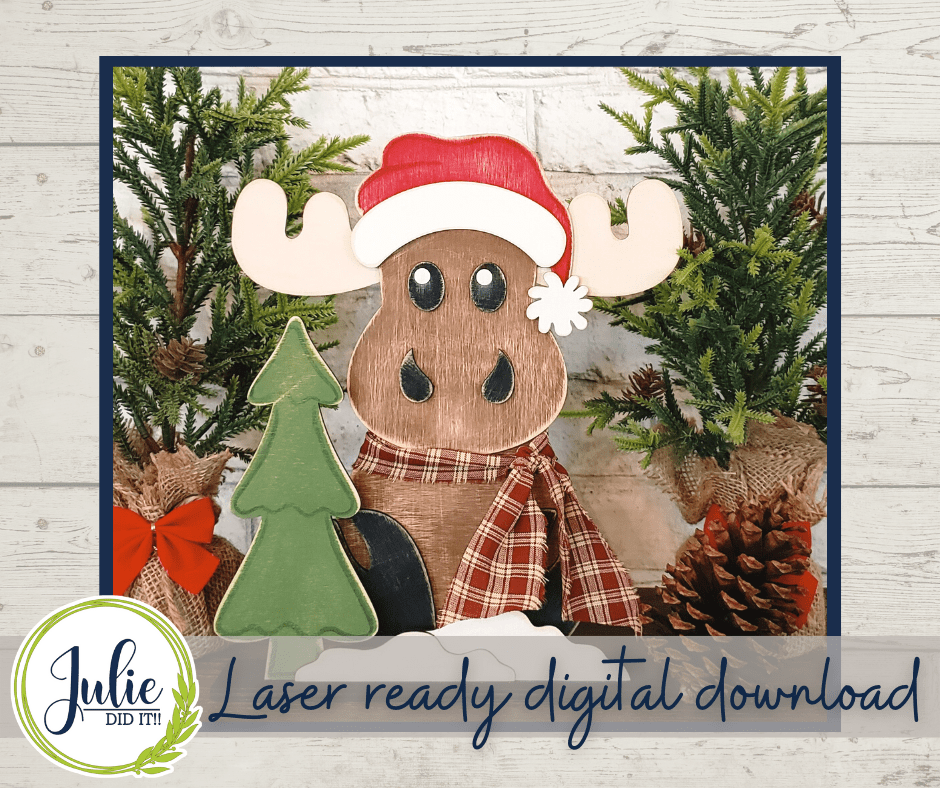 Julie Did It Studios June 2022 - Santa Moose Shelf Sitter - Exclusive DIY Kit