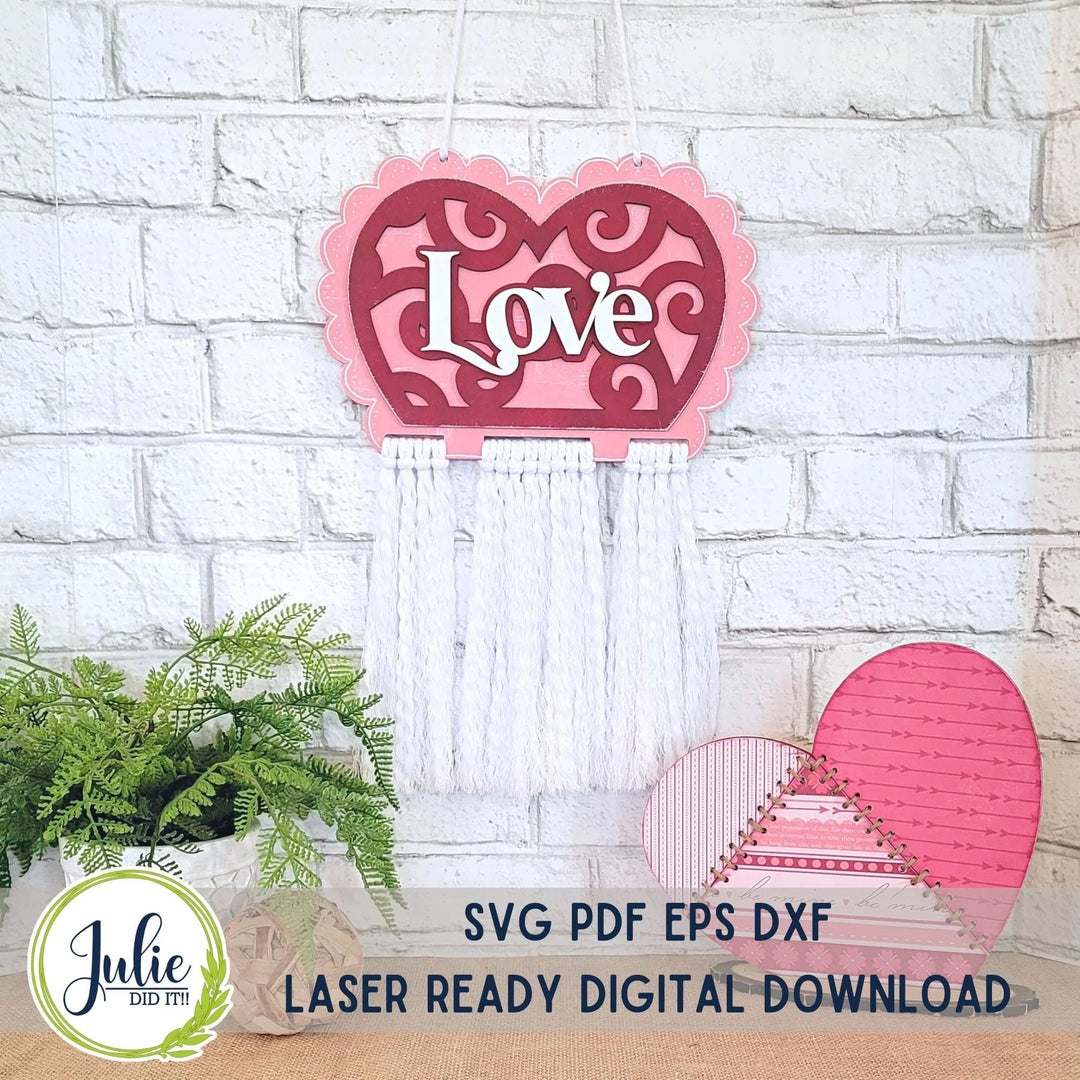 Julie Did It Studios Macrame Heart - Love (kid friendly)