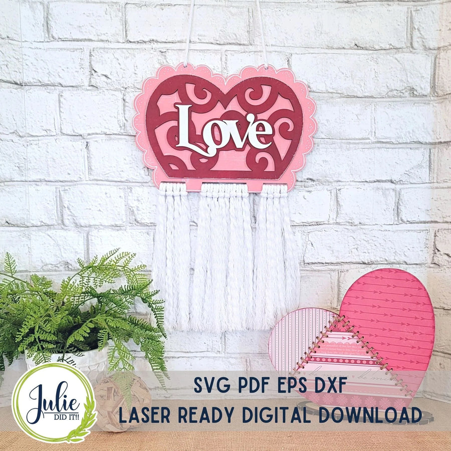 Julie Did It Studios Macrame Heart - Love (kid friendly)