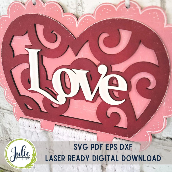 Julie Did It Studios Macrame Heart - Love (kid friendly)