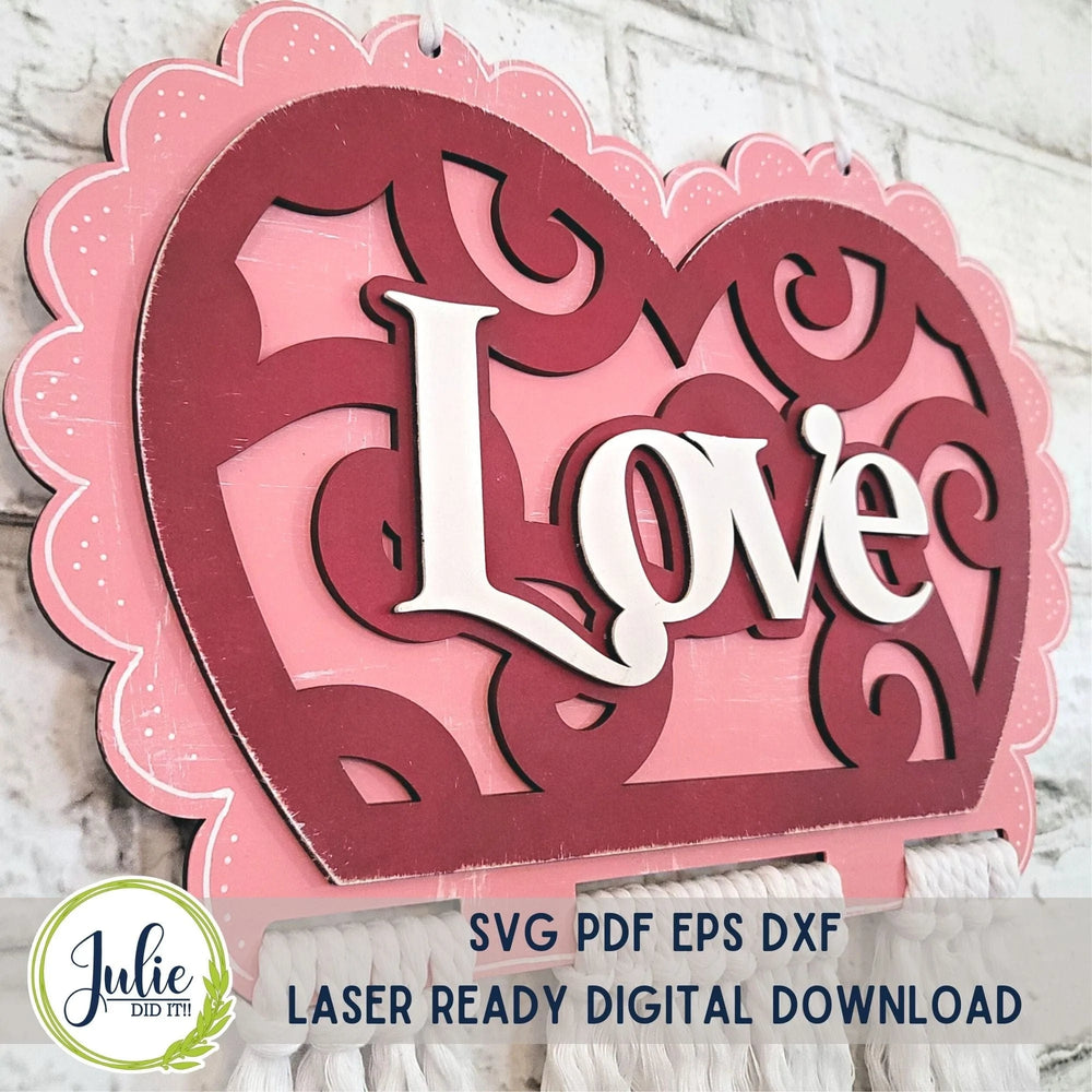 Julie Did It Studios Macrame Heart - Love (kid friendly)
